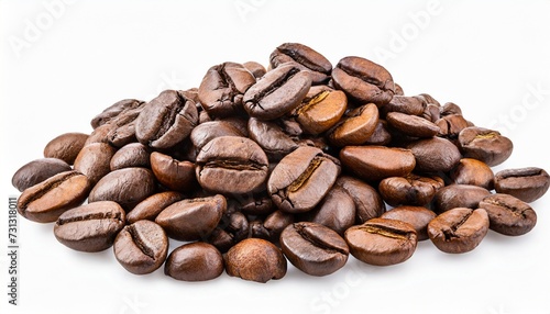 coffee beans on white background clipping path full depth of field