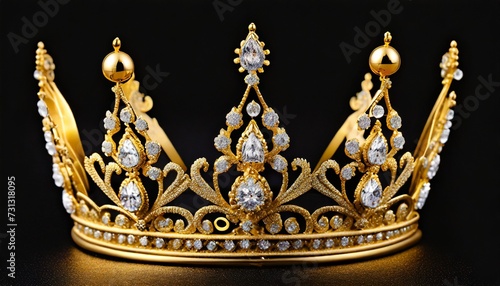 gold crown with diamonds on black
