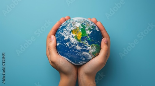 Symbolic Image of Earth Held by Two Hands In this powerful image