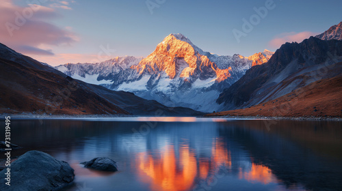 Majestic Mountain Range and Lake © DCoDesign