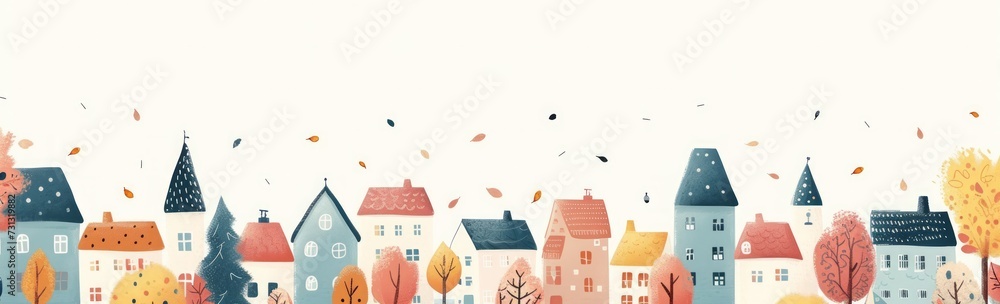 urban village and town building vector illustration