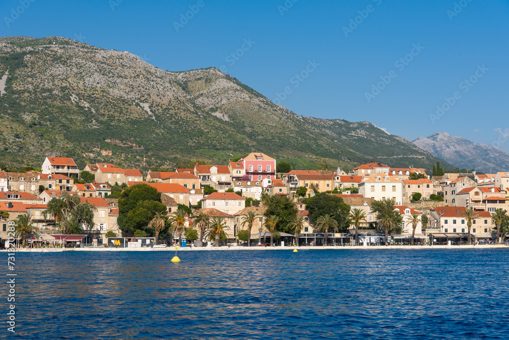 Mlini,Croatia - August 09, 2023: View of Mlini in Croatia from the sea
