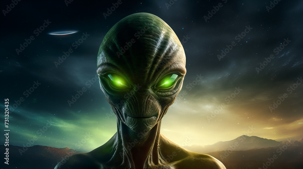 The Fantastical Creature in Space. Portrait of Alien The Fantastical Creature in Space. Portrait of Alien
