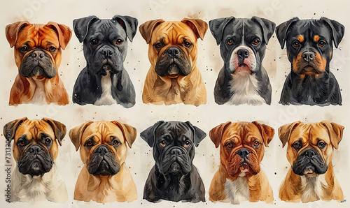 dogs watercolor illustrations isolated bulldog drawings for stickers english