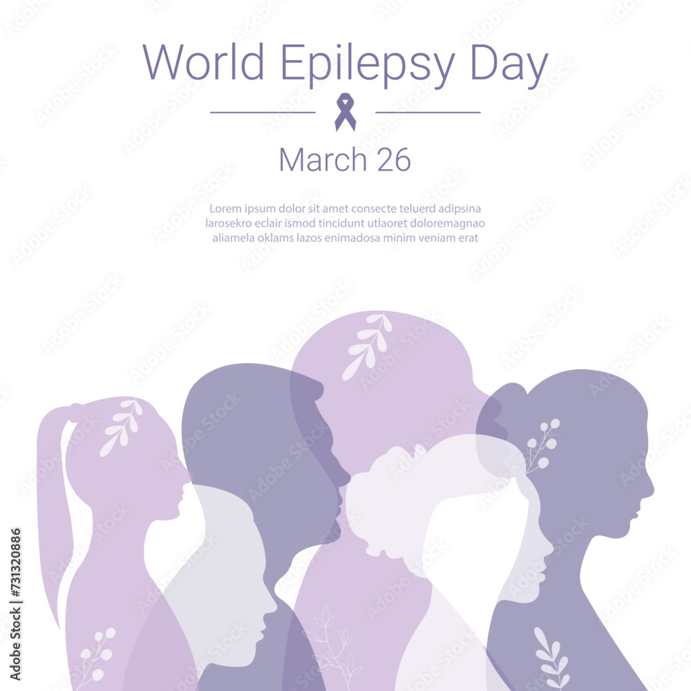 Epilepsy Day banner.Vector illustration with silhouettes of people.
