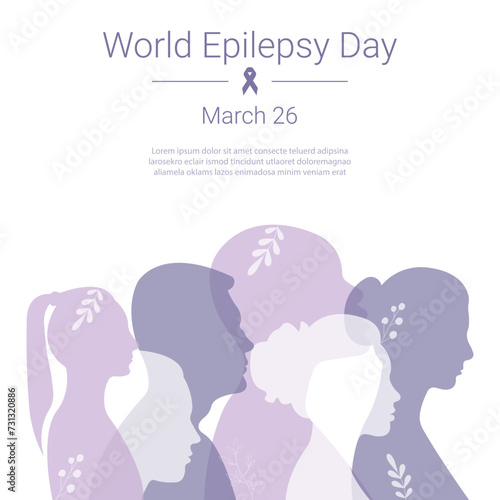 Epilepsy Day banner.Vector illustration with silhouettes of people.