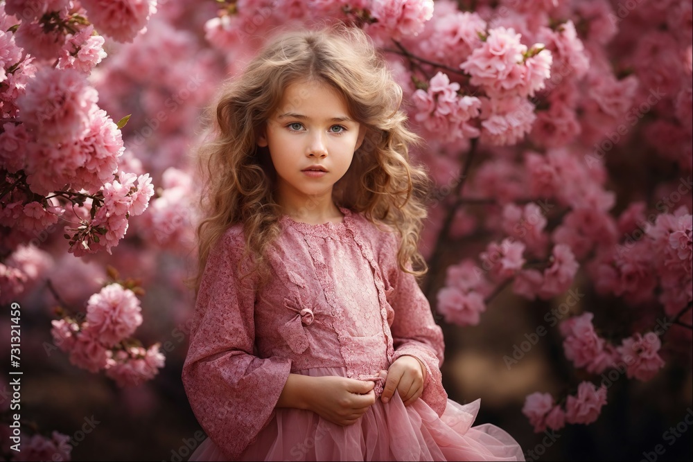 Little Girl in Spring Blossom Wonderland Little Girl in Spring Blossom Wonderland