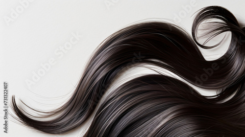 A mesmerizing tuft of sleek and lustrous black brown hair, showcasing its impeccable shine and undeniable elegance. The clear strands delicately intertwine, culminating in subtly curved tips