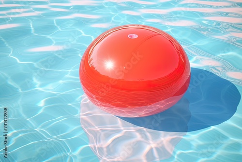 Hyper realistic floating ball in a swimming pool. Summer vibe.