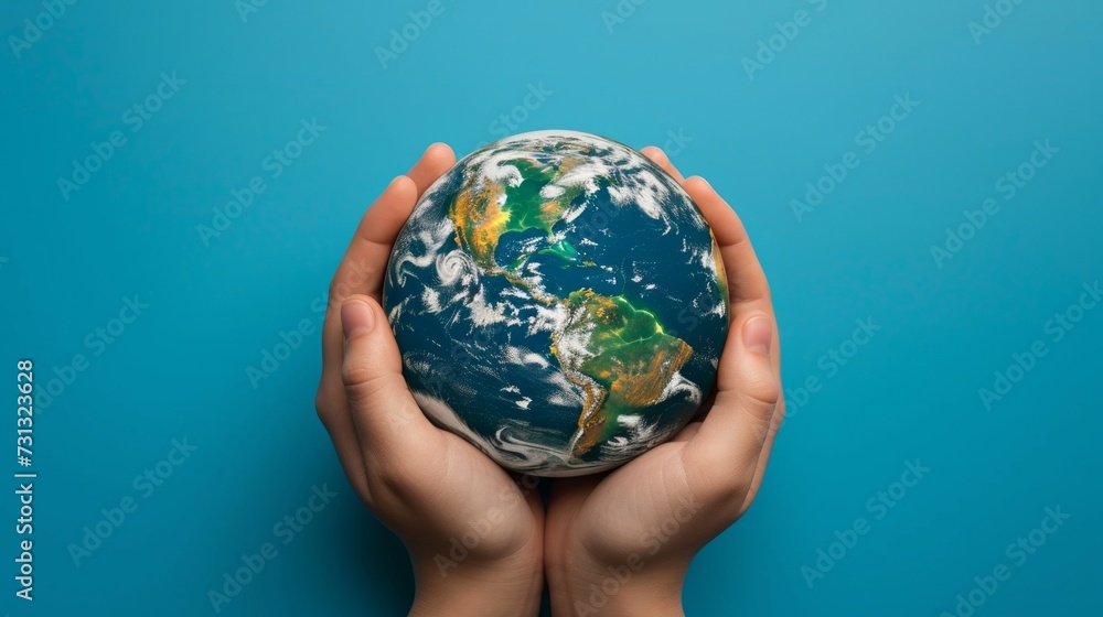 Symbolic Image of Earth Held by Two Hands In this powerful image Symbolic Image of Earth Held by Two Hands In this powerful image