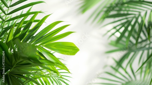 Sparse tropical leaves against clean backgrounds  evoking a sense of calmness and tranquility
