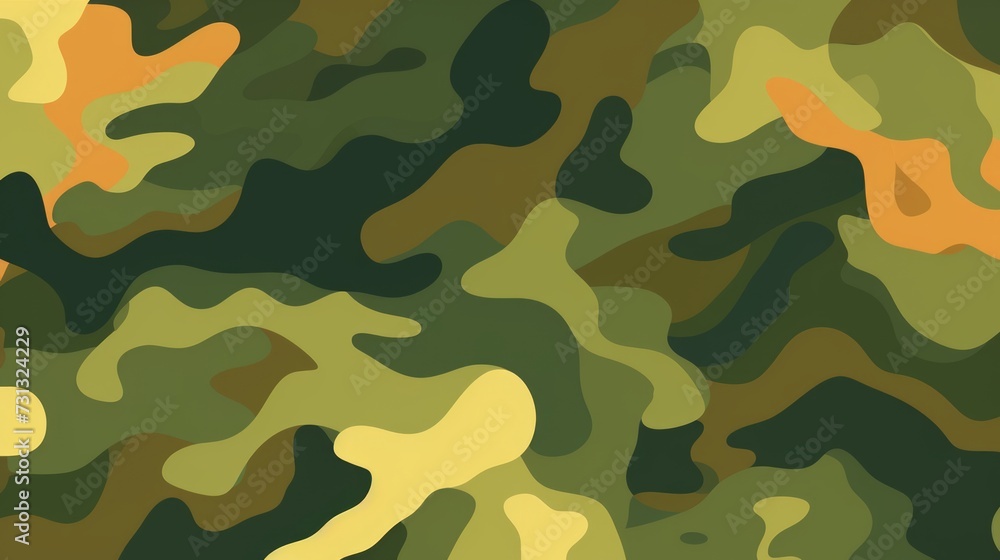 Camouflage pattern with organic shapes. Green camo texture. Background. Concept of military, hunting gear, army uniform, woodland environment, and survival. Camouflage pattern with organic shapes. Green camo texture. Background. Concept of military, hunting gear, army uniform, woodland environment, and survival.