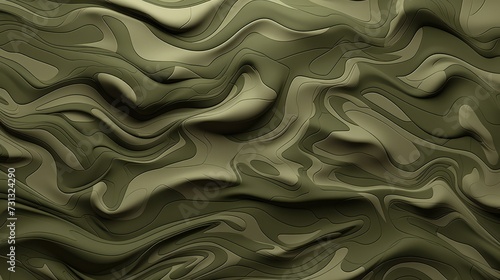 Military Camo Pattern. Intricate khaki waves create a camouflage effect in abstract patterned background