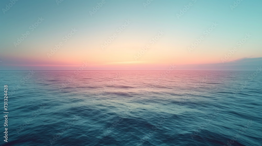 Obraz premium Gradient sky tones merge seamlessly with tranquil sea shades, evoking a peaceful horizon