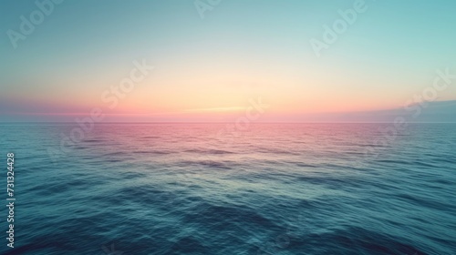 Gradient sky tones merge seamlessly with tranquil sea shades  evoking a peaceful horizon