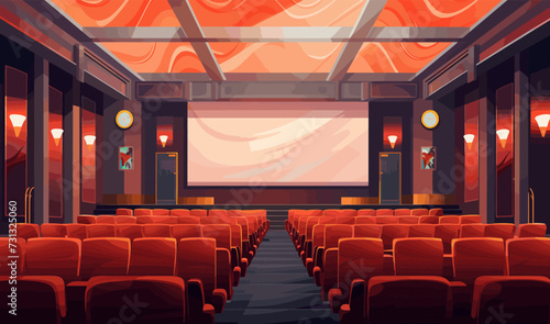 cinema interior vector flat minimalistic isolated vector style illustration