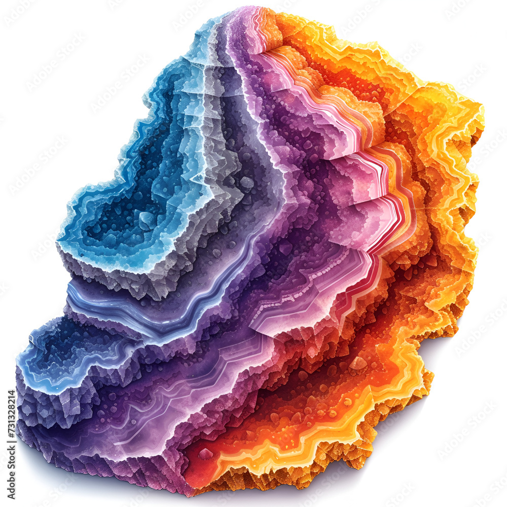 Obraz premium Vector Image of Colourful Geode Clipart with 100% Pure White Background