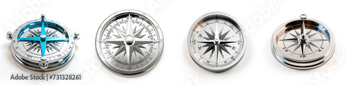 is a compass with chrome-plated geometry. It is isolated on a white background for easy use in design projects. The image is perfect and high quality. Captures all the details of the compass.