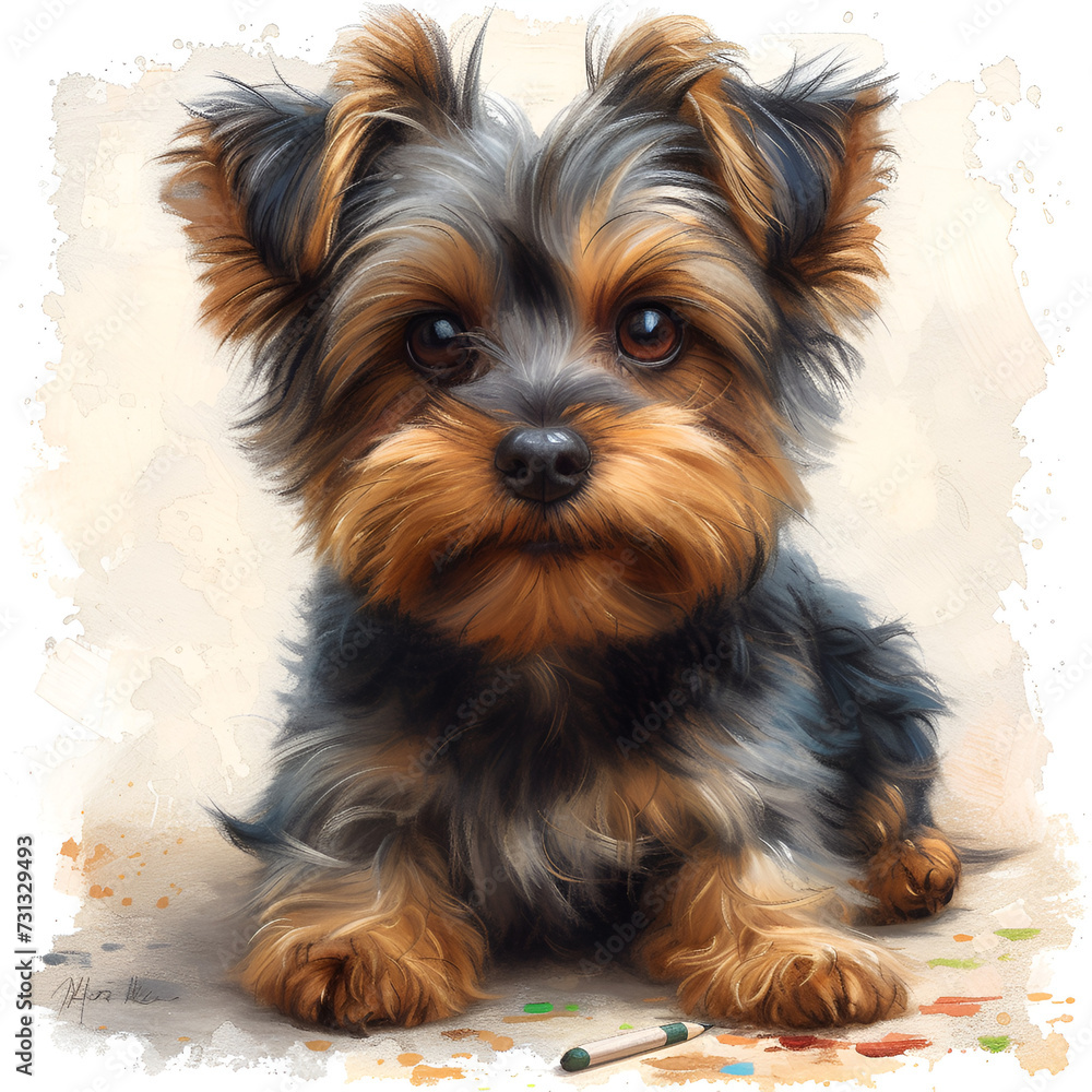 Vector Image of Yorkshire Terrier Clipart with 100% Pure White Background