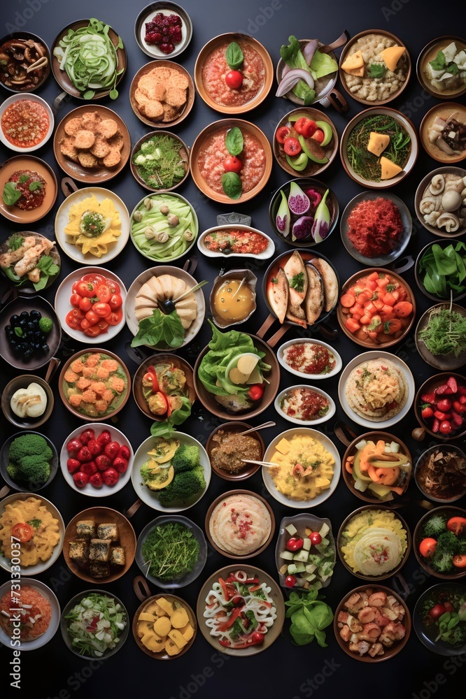 variety of fruit and vegetables shoot from top view