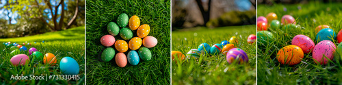 A fun and unique twist on the traditional Easter egg hunt. The eggs are arranged in a triangular pattern. resemble billiard balls. An exciting challenge for kids and adults alike to find all the eggs.