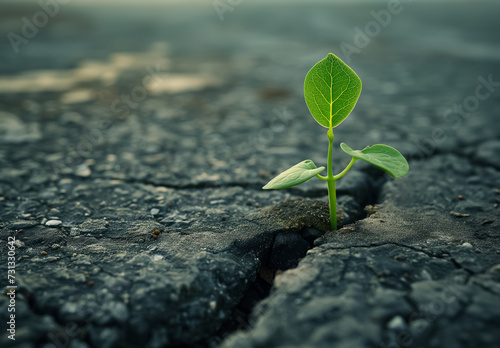 The plant grows from cracked asphalt.