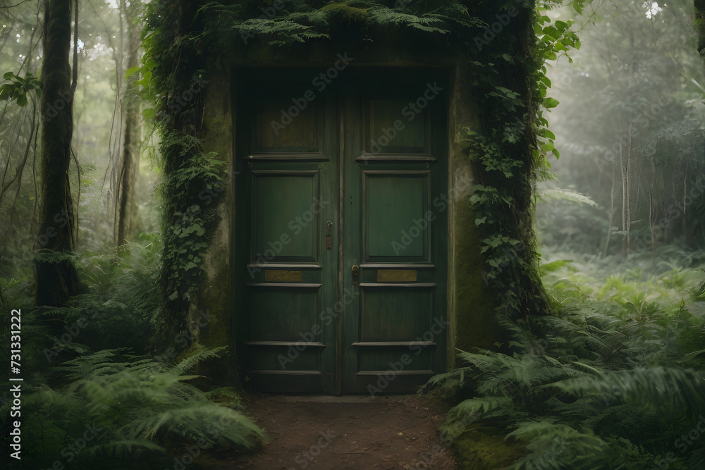 old wooden door in the jungle old wooden door in the jungle