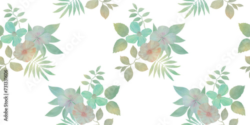 seamless pattern  watercolor flowers on a white background for the design of wallpaper  wrapping paper  cards