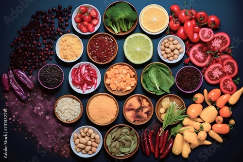 variety of fruit and vegetables shoot from top view