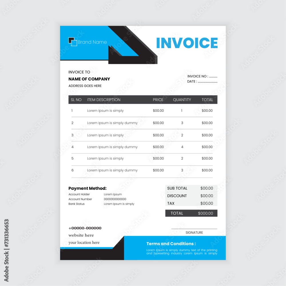 corporate invoice template design