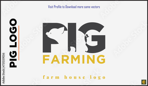 animal farhm house logo specially pig farming 