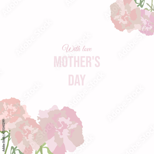 Delicate carnations against a background of lightness and warmth, a card illustration that embodies the love and appreciation for the most dear mom