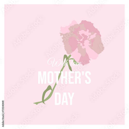 Delicate carnations against a background of lightness and warmth, a card illustration that embodies the love and appreciation for the most dear mom