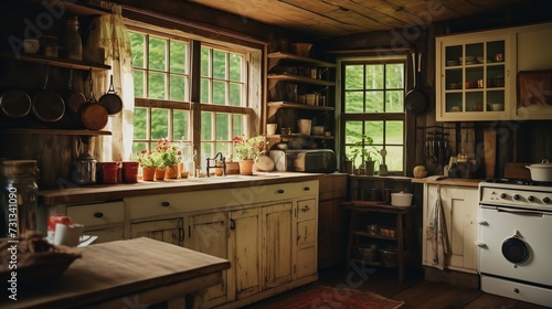 Cozy Rustic Farmhouse Kitchen - A Blend of Tradition and Comfort © VisualMarketplace