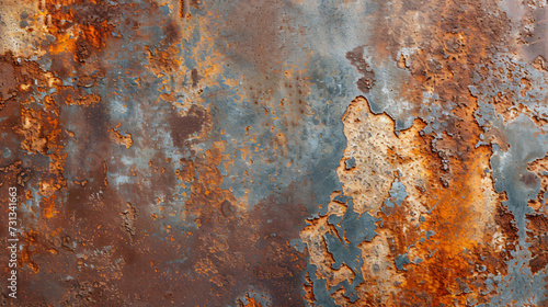 A captivating image of a distressed metal surface, showcasing rust and patina that beautifully enhance the industrial, aged effect. The weathered textures and rich colors lend an authentic a photo