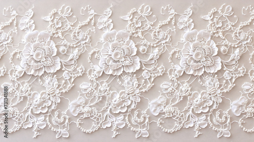 Delicate and romantic, this elegant lace pattern features intricate details that create a mesmerizing visual. Its repeating design lends a timeless charm, perfect for adding a touch of elega