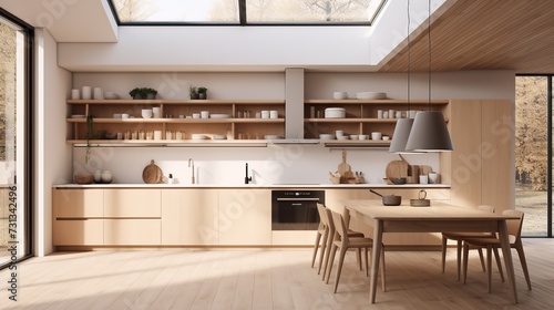 Scandinavian Minimalist Kitchen  Warm Wood Tones   Clean Lines