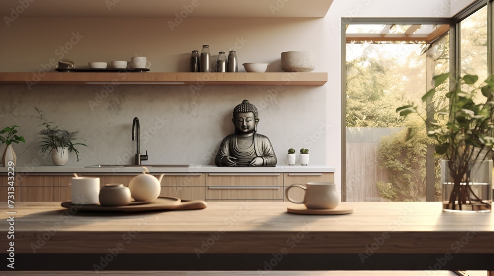 Tranquil Asian-Inspired Kitchen: Harmony with Zen Elements and Natural Tones Tranquil Asian-Inspired Kitchen: Harmony with Zen Elements and Natural Tones