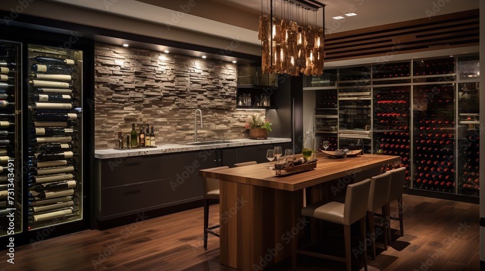 Wine Lover's Dream: Sophisticated Kitchen with Custom Wine Storage