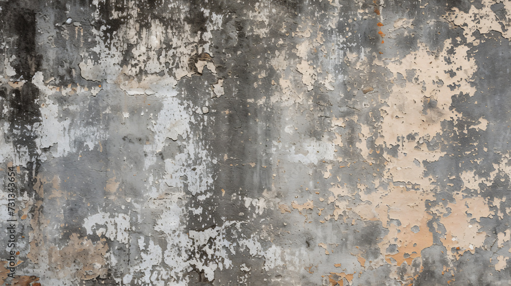 A grunge wall texture seamlessly blending rough edges and distressed cracks, perfect for adding a vintage, edgy vibe to any design project.
