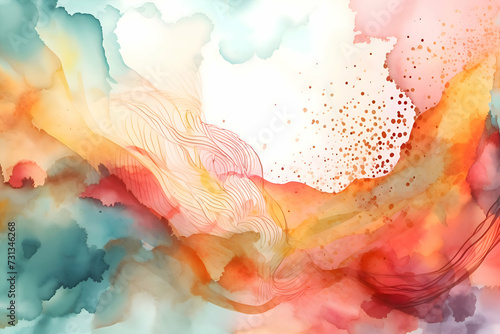 abstract watercolor background with red, orange, blue and yellow.  photo
