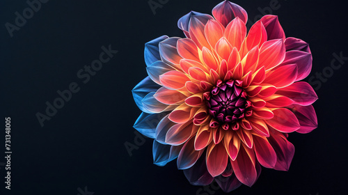 Stunning top view of vibrant radial symmetry gradient flowers, showcasing their mesmerizing patterns and colors. Perfectly isolated on a captivating black background, this image adds a touch