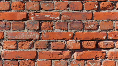 A visually pleasing red brick wall texture that is meticulously aligned to create a traditional and seamless construction look. Perfect for adding depth and character to architectural or des
