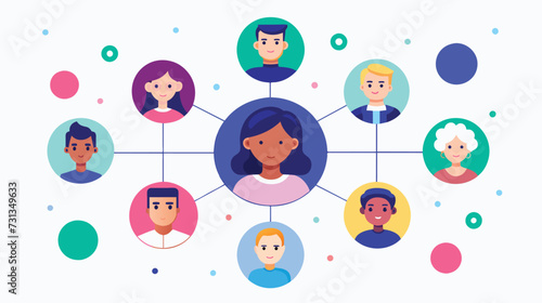 Group of Peoples Avatars Surrounded by Circles photo