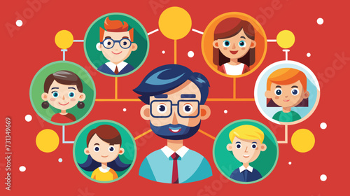 Colorful Vector Illustration of a Connected Family Tree