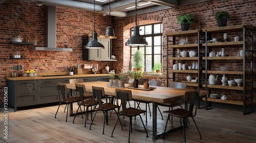 Warm Industrial Kitchen: Exposed Brick & Soft Textures for Cozy Urban Feel