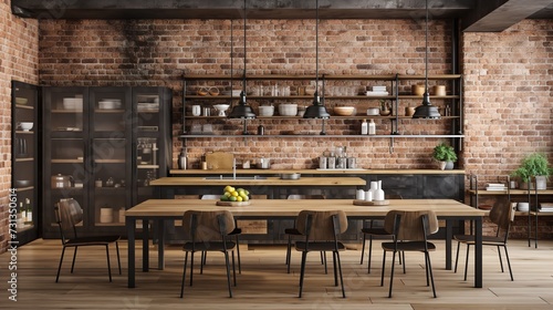 Warm Industrial Kitchen  Exposed Brick   Soft Textures for Cozy Urban Feel