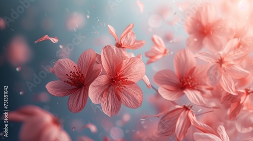 A gentle breeze causing delicate petals to flutter gracefully © olegganko