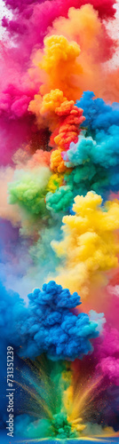 LGBT+ Explosion: Abstract Pride-Colored Powder Burst with Isolated Splatter - Rainbow Smoke Particles and Explosive Vibrancy for Inclusive Designs, Celebrations, and Colorful Backgrounds