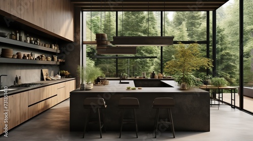 Serene Zen Kitchen  Minimalist Design Blended with Organic Elegance